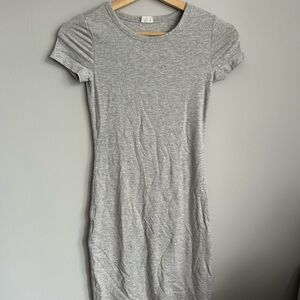 Aritzia Gray Ruched Bodycon Midi Dress